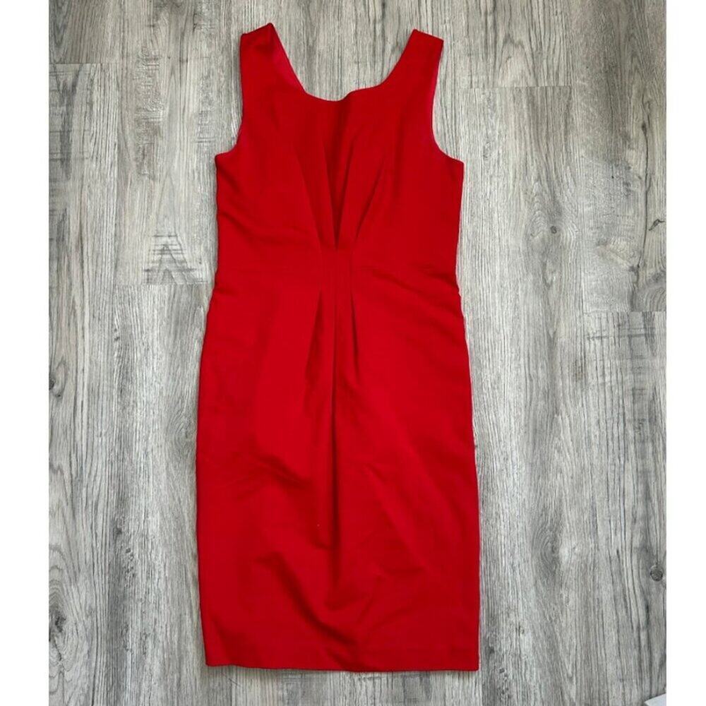 Pink Tartan Red Sheath Dress‎ Gold Back Zip Stretch Bodycon Sleeveless Size 6